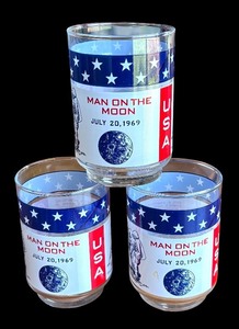lot 139R image: P - Set of 3 Apollo 11 Man on the Moon Lowball Glasses