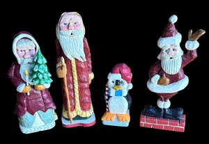 lot 166R image: P - Set of 4 Pobbies Hand-Carved Wooden Holiday Figurines