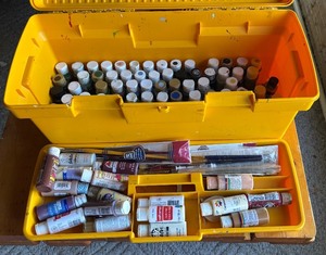 lot 172R image: P - Official Handyman Toolbox Filled with Acrylic Paints and Brushes