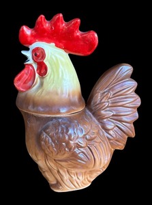 lot 177R image: P - Royal Sealy Rooster Sugar Dish and Creamer Pitcher