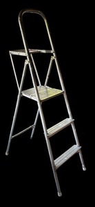 lot 211R image: P - 62 Inch Metal Three-Step Ladder with Platform