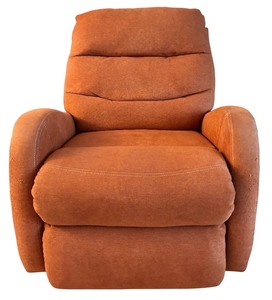 lot 82H image: LR - Orange Swivel Upholstered Recliner Chair
