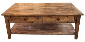 lot 84H image: LR - Wood Coffee Table with Two Drawers and Lower Shelf