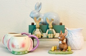 lot 87H image: DR - Easter Bunny Decor Collection with Mugs and Figurines