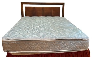 lot 98H image: RBR - Vintage Mid Century Dark Wood Full-Size Headboard