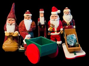 lot 190H image: Set of 6 Handcrafted Santa Figurines