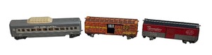 lot 340R image: K - Set of 3 Vintage Train Cars Assorted NYC, AT and SF