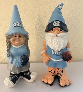 lot 102C image: LR - Pair of 12-Inch UNC Tar Heels Gnome Statues
