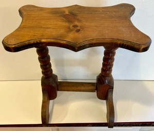 lot 148C image: LR - Wooden Accent Side Table with Turned Legs, 15 Inch Height