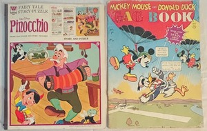 lot 244C image: LL - Vintage Disney Pinocchio Story-Puzzle and Mickey Mouse & Donald Duck Gag Book Collection