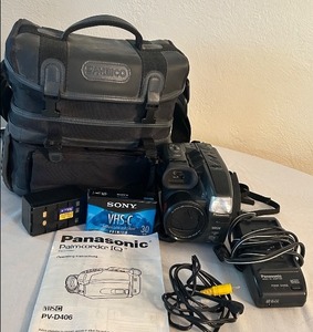 lot 246C image: LL - Panasonic PV-D406 Camcorder Bundle with Bag, Charger, VHS-C Tape and Manual