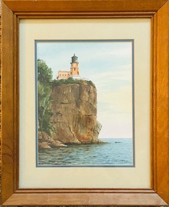 lot 255C image: P - Framed Print of Split Rock Lighthouse by C. Keith WhiteRock