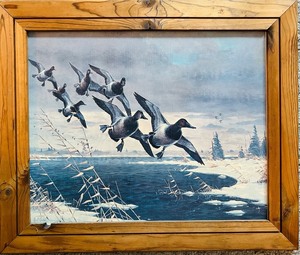 lot 259C image: LL - Framed Duck Hunting Scene Artwork Print by Les Kouba