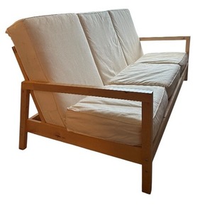 lot 261CC image: LL - Wood Frame Futon with Cream Cushions