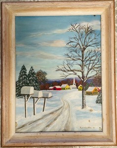 lot 266C image: LL - Pearl Charlson 62 Framed Winter Landscape Oil Painting