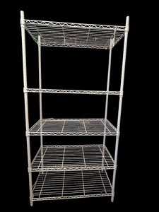 lot 271C image: LL - Pair of White Metal Wire Shelving Units