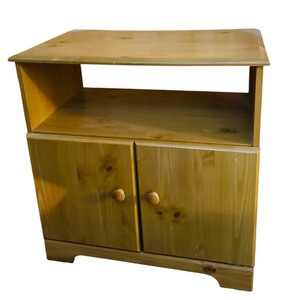 lot 273C image: LL - Wooden Cabinet Stand with Open Shelf and Double Doors