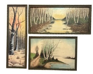 lot 275C image: LL - Set of 3 Framed Vintage Landscape Paintings with Glass