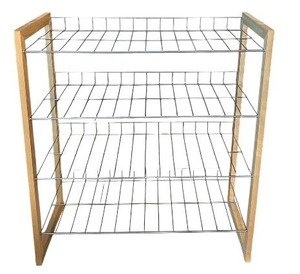 lot 277C image: LL - Metal Wire Shelf Rack with Wood Frame