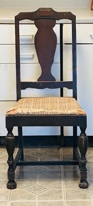 lot 288C image: LL - Vintage Wooden Chair with Worn Upholstered Seat