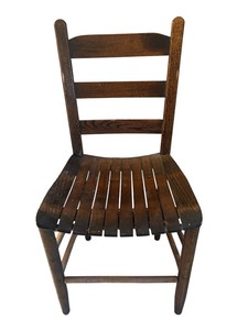 lot 300C image: LL - Vintage Wooden Slat Back Dining Chair