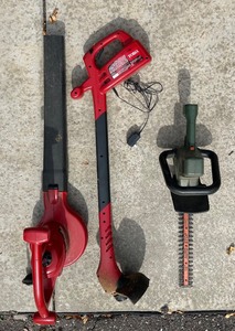lot 306C image: G - Toro Ultra Blower Vac, Toro Corded String Trimmer, and Black & Decker 18in Hedge Trimmer Set