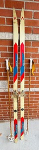 lot 309C image: G - Vintage Norpine Glacier Cross-Country Skis with Bamboo Poles
