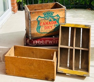 lot 311C image: LRG - Collection of 4 Vintage Wooden Soda Crates - Canada Dry, Cheerwine, Coca-Cola
