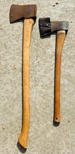 lot 316C image: G - Pair of Vintage Axes with Leather Sheath