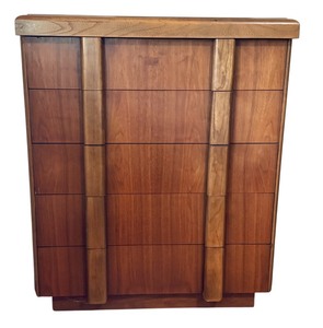lot 2D image: Vintage Lane Mid-Century Modern Tall Dresser with Wood Finish