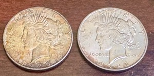 lot 12X image: Pair of 1926-S and 1926-D Peace Silver Dollars