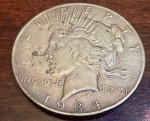 lot 13X image: 1934-S Peace Silver Dollar Coin