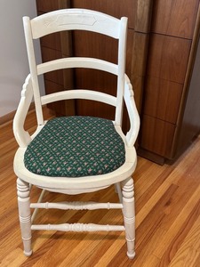 lot 19D image: MBR - Vintage Wooden Armchair with Floral Cushion and Patina