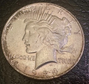 lot 22X image: 1924 Peace Silver Dollar Coin