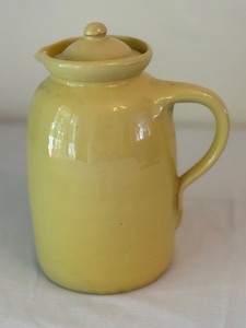 lot 25D image: K - Vintage 9-Inch Yellow Ceramic Pitcher with Lid, 1966 Smoky Mountains
