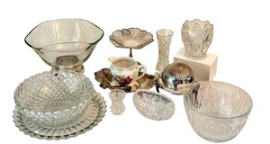 lot 27D image: DR - Assorted Vintage Glassware and Silver Plate Tableware Collection