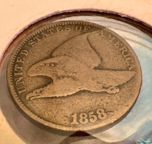 lot 41X image: Antique 1858 Flying Eagle One Cent Coin