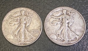 lot 46X image: 1944 and 1944-S Walking Liberty Half Dollar Silver Coins
