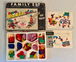 lot 50D image: LR - Vintage Rig-A-Jig Family Set Construction Toy with Box
