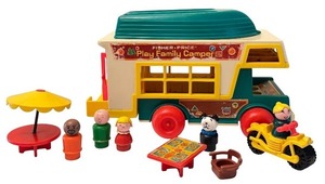 lot 52D image: Vintage Fisher Price Play Family Camper with Figures and Accessories