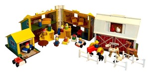 lot 55D image: LR - Assorted Vintage Fisher Price Little People Playsets and Figures