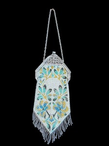 lot 8M image: Antique Mandalian Color-Vision Mesh Purse with Floral Design