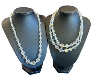 lot 14M image: Set of 2 Vintage Aurora Borealis Crystal Glass Necklaces
