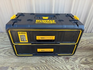 lot 14 image: DEWALT TOUGH SYSTEM 2.0 2 Drawer 21.8 Hand Tool Box BRAND NEW - MSRP $129