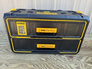 lot 22 image: DEWALT TOUGH SYSTEM 2.0 2 Drawer 21.8 Hand Tool Box BRAND NEW - MSRP $129