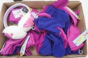 lot 10 image: NEW Kids Mittens (9 bundles of 3) & Unicorn Ear Muffs