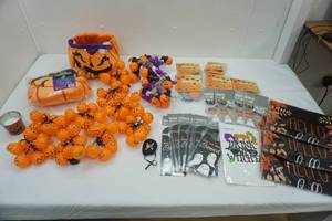 lot 26 image: NEW Halloween Decor, Pumpkin Plush Toys, Hello Fall Garden Flags & More
