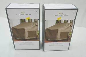 lot 38 image: NEW (2ct) Threshold Outdoor Club Chair Covers