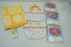 lot 49 image: NEW Beach Towel, (2ct) Kids Gardening Totes, (3ct) 36 Pool Inflatable Tubes