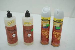 lot 67 image: (2ct) 16oz Mrs. Meyers Dish Soap & (2ct) Glade Golden Pumpkin & Spice Spray